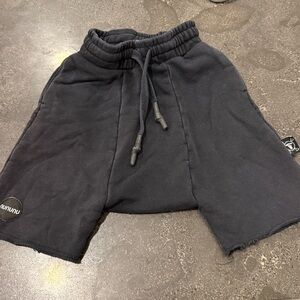 Nununu Black raw edge drop crotch shorts sz 12-18mo